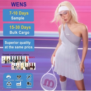 Manufacturer <b>Custom</b> Embroidery Logo Women's Breathable Knitted Slanted Shoulder <b>Dress</b> Tennis Pickleball Golf Wear Tennis <b>Dress</b> - Product Image 1