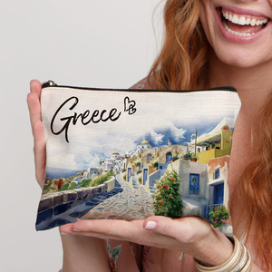 Sacs de maquillage grèce, 1 pièce, sac de maquillage personnalisé, pochette cosmétique de <span class=keywords><strong>voyage</strong></span>, cadeau de fête d'enterrement de vie de jeune fille - Product Image 3