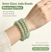 Perles en verre imitation jade colorées, écologiques, brillantes, de 8 mm, en vrac, pour la fabrication de bijoux et l'artisanat
