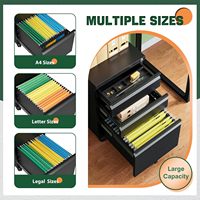 Meuble de classement mobile en métal à 3 tiroirs Letaya avec serrure à clé pour bureau et maison, organiseur de documents (lettres/format Légal/A4) (entièrement)