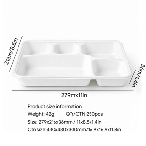 Contenedor Desechable Biodegradable al por Mayor de 5 Compartimentos, Hecho de Bagazo de Caña de Azúcar, Compostable, Apto para Microondas, Ecológico, para Comida para Llevar - Product Image 2
