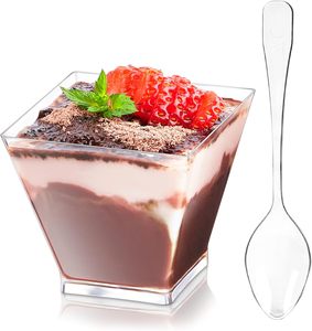 MingYu 2.5 oz 70 ml gobelets en plastique transparent jetables avec cuillères petites tasses à <span class=keywords><strong>mousse</strong></span> carrées en matériau PS - Product Image 2