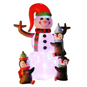 Benzersiz şekiller kardan adam ve üç penguenler noel şişme dekorasyon ile Led ışık kapalı/açık kullanım kurulumu kolay
