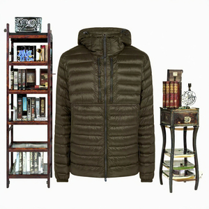 Unisex <b>White</b> Stand Collar Hooded Puffer <b>Jacket</b> Zipper Closure Windproof Casual Style Canvas Winter Wear <b>Short</b> Length - Product Image 3