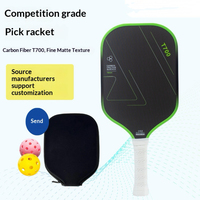 Set Raket Pickleball Serat Karbon 18k T700 Matte Weave, Disetujui USAPA, Raket Profesional Custom, 230g, Ketebalan 16mm, Karbon