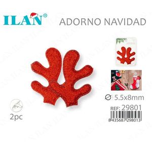 Ornamento in Corno di Cervo Ilan 5.5x8mm Rosso Decorazione Natalizia 2 Pezzi - Product Image 3