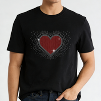 Vente en gros usine : Transfert thermocollant de strass cœur étincelant pour la Saint-Valentin, pour T-shirt