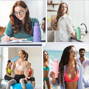 Botella de bebida de 500ml de boca pequeña para exteriores, de acero inoxidable de doble pared frasco de vacío, pintura de goma térmica, botella de agua deportiva - Product Image 6