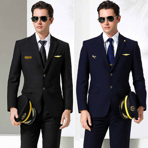 Camicia di fascia alta blu uniforme da capitano della compagnia aerea con cappotto Set di cappotto uniforme da istituto di addestramento per pilota - Product Image 4