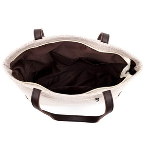 Túi <span class=keywords><strong>tote</strong></span> đựng đồ đi chợ cỡ lớn bằng vải canvas chất lượng cao, thân thiện với môi trường, in logo thêu thủ công tự nhiên, tay cầm bằng da - Product Image 3