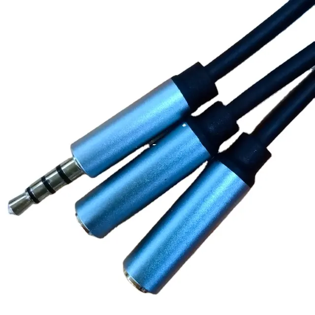 Aux cable 4 pole stereo TRS 3.5 mm 1 Male to 2 Female Y Cable Mic Earphone Headphones Jack Stereo Splitter Adapter