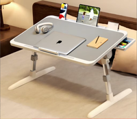 Table de lit pliable et réglable en hauteur pour ordinateur portable, bureau inclinable avec tiroir de rangement latéral, idéal pour l'étude et l'écriture des enfants, pour canapé et dortoir