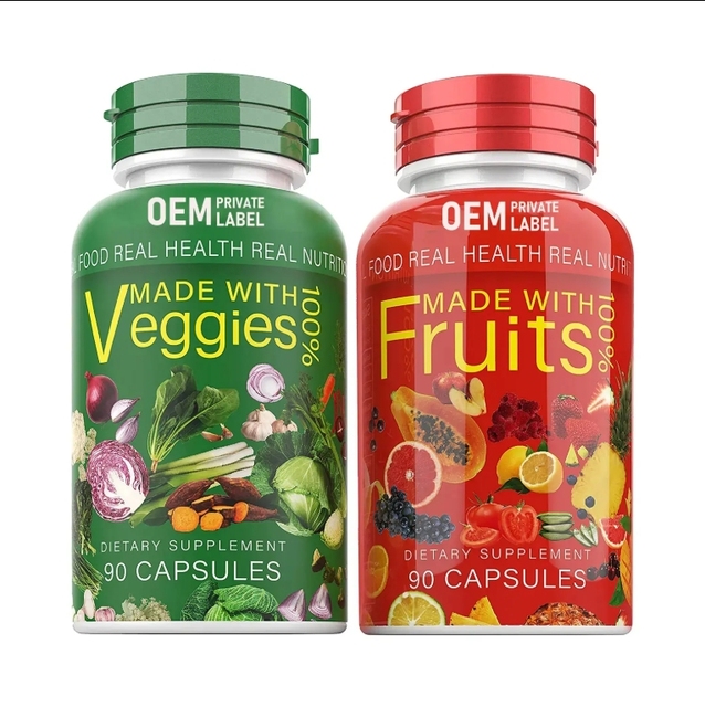 2 Pack Label Nature's Dried Mix Fruits Veggies Capsules Whole Food Supplement Superfoods Adults Energy Management 90caps