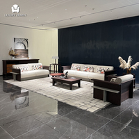 Ensemble de canapés de luxe italiens en bois massif pour salon moderne, fabriqué à Foshan, idéal pour villa