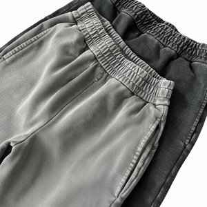 Haute qualité écologique 100% coton hommes unisexe droite pantalons de survêtement décontractés Jogging pantalon élastique lavage à l'acide - Product Image 1