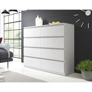 8 Drawer Chest, Wood <b>Storage</b> Dresser <b>Cabinet</b>, Large <b>Storage</b> Organizer Makeup Drawer for Closet, <b>Bedroom</b> - White - Product Image 1