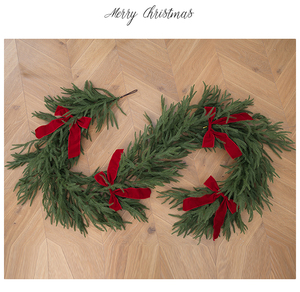 Willow Leaf PE Rattan Christmas Garland with Lights Battery Box & Timing Bendable for Fireplace & <b>Door</b> Frame Decoration Bowknot - Product Image 4