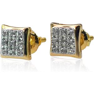 Pendientes de Diamantes con Corte Princesa Ornaatis, Oro Amarillo de 10K, Color G-H, Claridad P2, Engaste de Garras, para Uso Diario de Mujer - Product Image 3