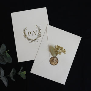 Elegante carta di invito in acrilico trasparente con foglio d'oro personalizzato con sigillo di cera e fiori secchi per <span class=keywords><strong>matrimonio</strong></span> e festa di compleanno - Product Image 2