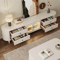 Ensemble table basse et meuble TV vintage en noyer écologique avec rangement en verre cannelé cintré, style rétro français, pour salon et chambre