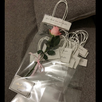 Sac fourre-tout à fleurs transparent, sac d'emballage de Bouquet de vie éternelle de Rose, sac de fleur de Rose simple de noël saint-valentin