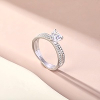 Anillos de Eternidad Románticos para Mujer, Diseño Nuevo, Chapados en Rodio, Plata de Ley 925, con Circonitas en Forma de Corazón, para Bodas y Fiestas