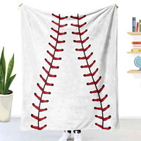 Couverture polaire douce en gros, motif baseball unique, pour voyage, bureau, canapé