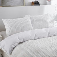 Parure de lit 3 pièces en microfibre blanche, à poils coupés, tissée unie, non jetable, personnalisable, design professionnel