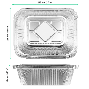 450ml 6*5" Recycling Disposable Rectangle Aluminum <b>Foil</b> Food <b>Container</b> with PET Plastic Lid Pulp Moulding - Product Image 3