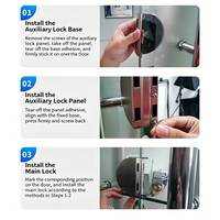 Système de Sécurité Intelligent Keeper Double Swing en Acier Inoxydable pour Porte Coulissante Sans Cadre en Verre Trempé, Verrou Centralisé Sans Perçage