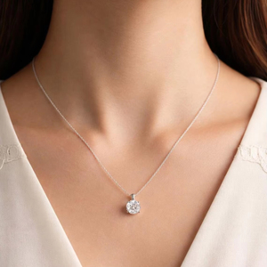Luxury Round Lab Diamond Solitaire Necklace Gold Minimalist Bridal <b>Jewellery</b> - Product Image 1