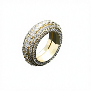 Anillo de Eternidad para Mujer en Plata de Ley 925 Chapado en Oro con Moissanita de Corte Brillante Redondo, Estilo Hip Hop - Product Image 3