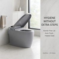 WC intelligent avec télécommande, chasse d'eau électrique automatique, cuvette bidet allongée monobloc, compatible P-Trap et S-Trap