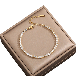 Groothandel Pvd 18K Verguld Roestvrij Staal Armbanden Bling Tennis Diamant Zirkoon Armband Armbanden Sieraden - Product Image 2