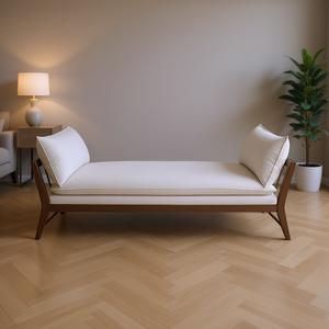 Sofá Cama con Detalle de Correa de Cuero, Estructura de Madera, Diseño sin Respaldo para Sala de Estar, Comodidad y Estilo - Product Image 2