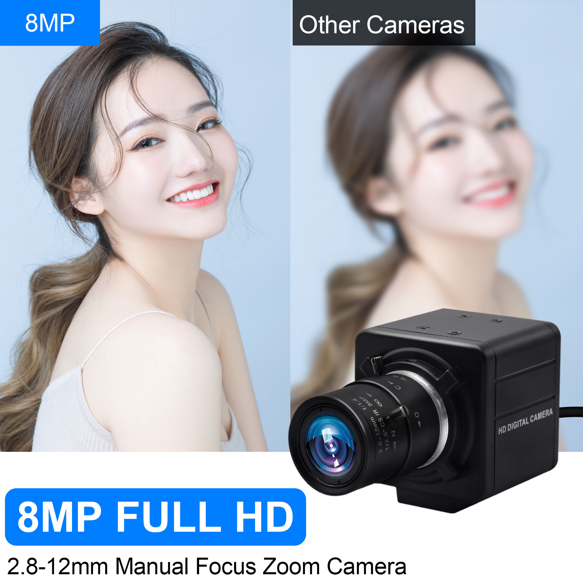 無料ドライバー IMX179 8MP CS 2.8-12mm 可変焦点 USB CCTV カメラ