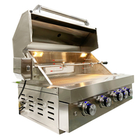 Barbecue à gaz extérieur de haute qualité à 5 brûleurs en acier inoxydable, GPL/GN, avec protection haute pression pour la cuisine en jardin et cour arrière
