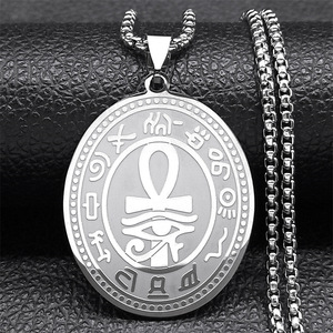Collier en acier inoxydable avec <span class=keywords><strong>croix</strong></span> Ankh égyptienne, Clé de la Vie et Œil <span class=keywords><strong>d</strong></span>'<span class=keywords><strong>Horus</strong></span> - Product Image 2