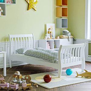 <span class=keywords><strong>Lit</strong></span> de traîneau simple 3 pieds Enfants <span class=keywords><strong>Junior</strong></span> Cadre en bois de pin massif <span class=keywords><strong>Blanc</strong></span> - Product Image 1