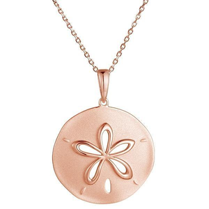 Collar con Colgante de Dólar de Arena Hawaiano de Plata de Ley 925 con Baño de Oro Rosa y Acabado Arenado, Diseño Vida Marina - Product Image 3