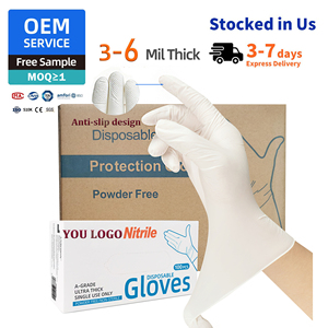 Guantes de Nitrilo Antibacterianos Desechables Aboson Blancos No Estériles de 3 mil, Grado Alimenticio, para Examen Médico, 100 Unidades/Paquete, Comercio Electrónico - Product Image 1