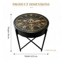 Table d'appoint rétro industrielle américaine avec engrenages mobiles réels pour salon, en métal
