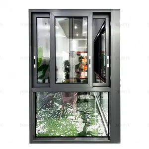 Korea Popular Factory Price Triple Laminated Hollow Tempered Glass Thermal Break Aluminum Sliding Window For Home