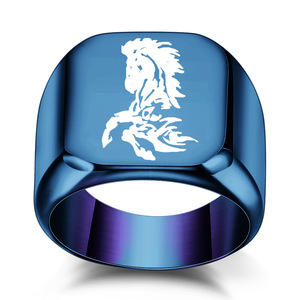 Anillo Cuadrado de Acero de Titanio para Hombre, 18MM, Diseño de Caballo Galopante, Joyería de Moda Punk Minimalista, Regalo - Product Image 4