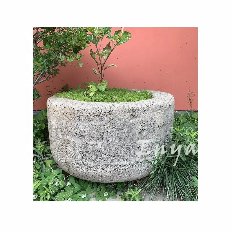 Macetas Vintage de piedra de Lava fundida para jardín, productos para patio trasero
