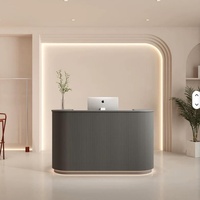 Bureau de réception moderne en bois pliable, écologique, avec éclairage LED, de luxe, pour spa, salon de beauté, salle de sport, école, hôtel, hôpital