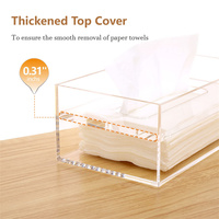 Couvercle de boîte à mouchoirs rectangulaire en acrylique Porte-mouchoirs transparent Distributeur de serviettes Séchoir magnétique facial Boîte à feuilles pour le bureau et la maison