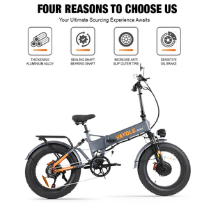 Vakole CO20 Max Folding Fat Electric Bike AWD 750W×2 960Wh Torque Sensor Turn Signal IP65 OEM EU Stock - Product Image 2