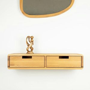 Table console flottante en chêne avec tiroirs, mobilier moderne pour salon, design en bois massif, couleur personnalisée, haute qualité - Product Image 5