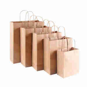 Sac en papier kraft personnalisé avec logo, recyclé, pas cher, pour emporter, avec poignée torsadée - Product Image 2